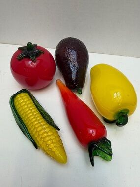 Hand-Blown Glass Vegetable Sculpture Set - set of 5